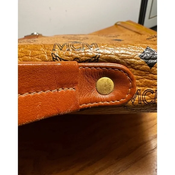 MCM Tan Leather Briefcase with Monogram - Picture 5 of 12